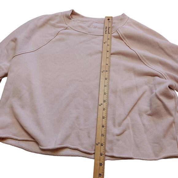 Areie Size Medium M Light Pink Raw Hem Sweatshirt Long Sleeve Top Casual Comfy - Picture 5 of 11
